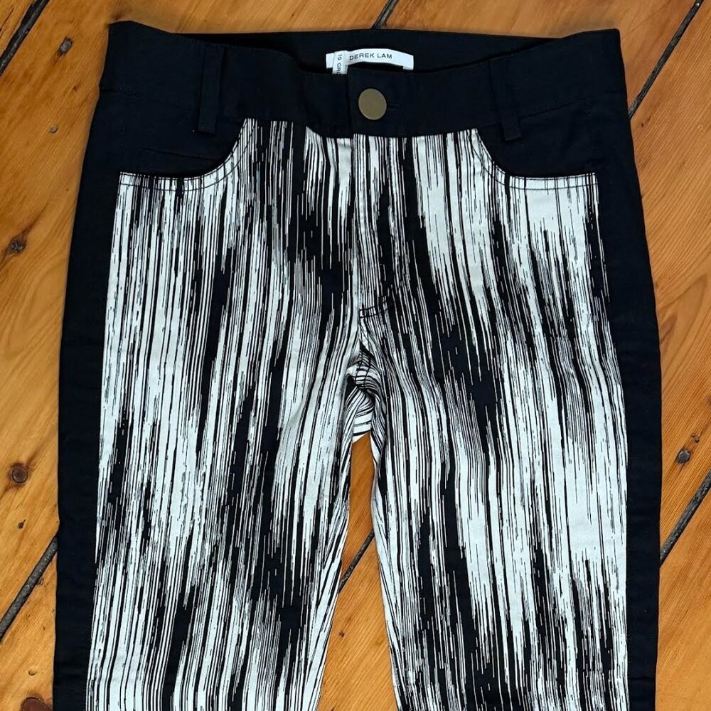 10 Crosby Derek Lam Black and White Patterned Pants